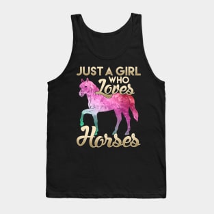 Just a Girl Who Loves Horses Galactic Space Horse Tank Top